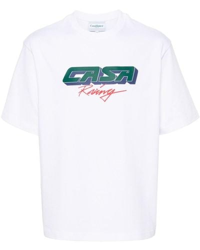 Casablanca Casa Racing Brand-print Organic Cotton-jersey T-shirt - White
