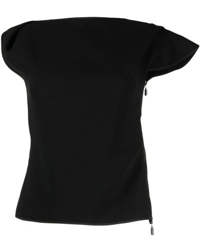 Maticevski Asymmetric cap-sleeved T-Shirt - Nero