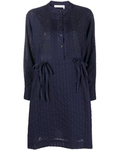 See By Chloé Kleid mit aufgestickten Polka Dots - Blau
