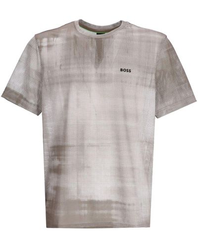 BOSS T-Shirt mit Mesh-Print - Grau