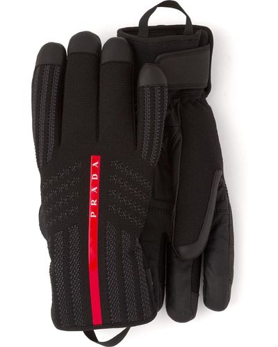 Prada Linea Rossa Gevoerde Handschoenen - Zwart