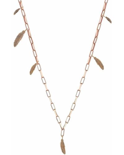 Kismet by Milka 14kt Rose Gold Feather Thick Chain Necklace - Pink