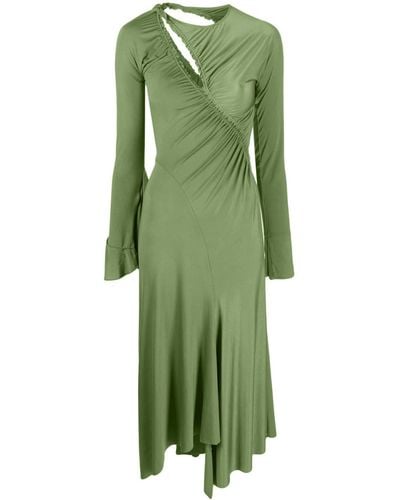 Victoria Beckham Ruched Cut-out Midi Dress - Green