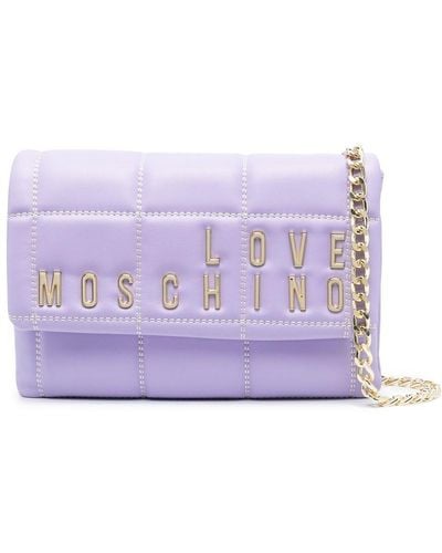 Love Moschino Quilted Logo-lettering Cross-body Bag - Purple