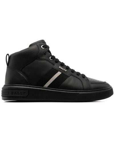 Bally Zapatillas altas con detalle de rayas - Negro