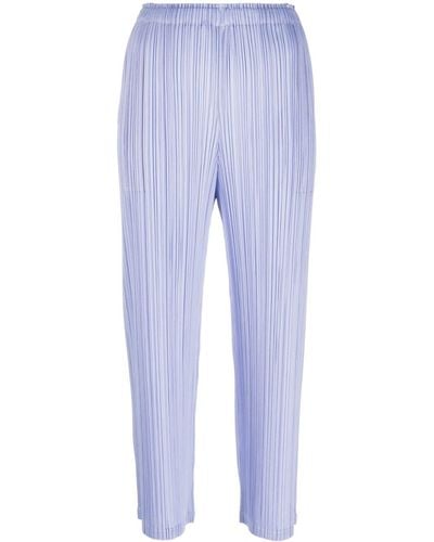 Pleats Please Issey Miyake Pantalon fuselé à design plissé - Bleu