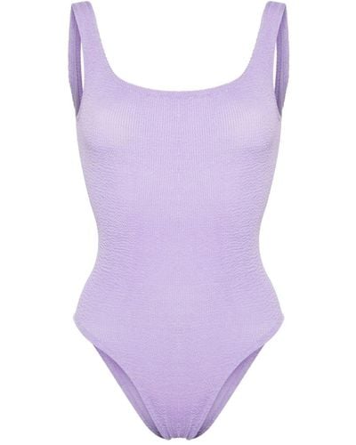Mc2 Saint Barth Low Back Crinkled Swimsuit - Purple