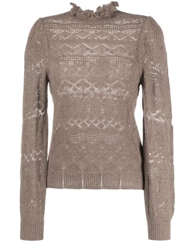 Polo Ralph Lauren Pointelle-knit Long-sleeved Jumper - Brown
