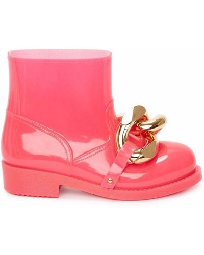 JW Anderson Pink Chain-embellished Ankle Boots