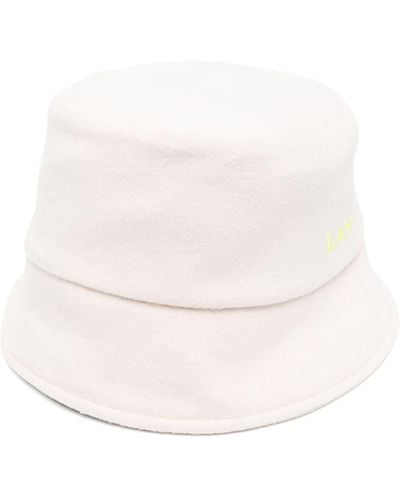 Lanvin Logo-embroidered Wool Bucket Hat - Natural