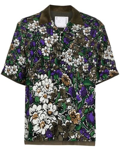 Sacai Overhemd Met Bloemenprint - Zwart