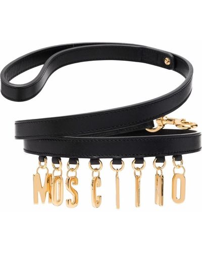 Moschino Logo-charm Leather Pet Leash - Black