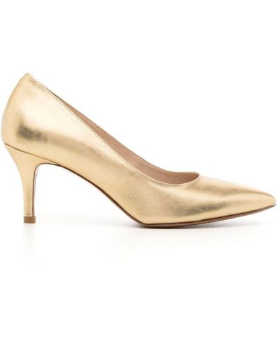 Paule Ka Pointed-toe 75mm Leather Court Shoes - Natural