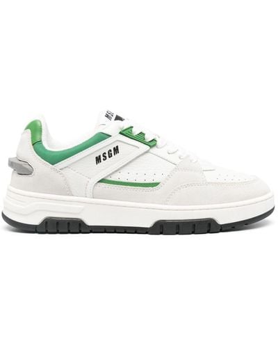 MSGM Panelled Leather Trainers - White