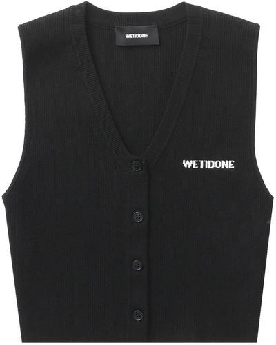 we11done Vest Met Ceintuur - Zwart