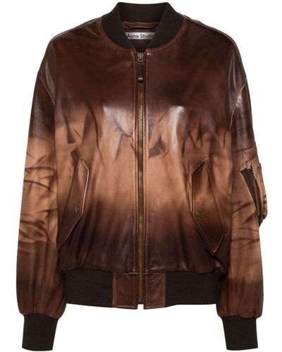 Acne Studios Bomberjacke aus Leder - Braun