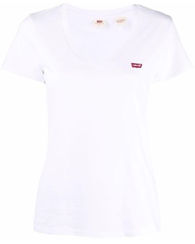 Levi's Camiseta Perfect con cuello en V - Blanco