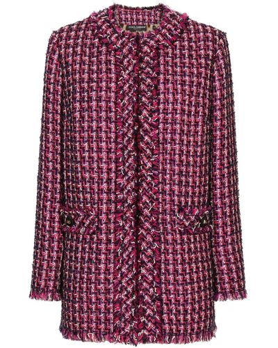 Dolce & Gabbana Tweed Wool Jacket - Red