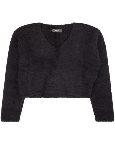 Amiri Cropped Boucle Sweater - Black