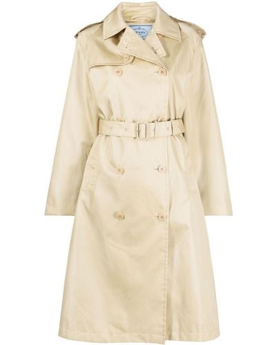 Prada Double-breasted Trench Coat - Natural