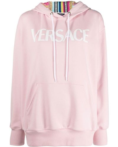 Versace Panelled Print Hooded Sweatshirt - Pink