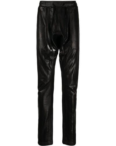 Julius Coated Drop-crotch Track Trousers - Black