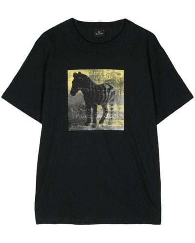 PS by Paul Smith Zebra Square-print Cotton T-shirt - Black