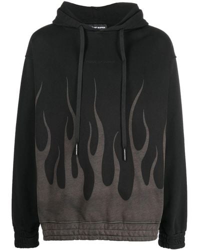 Vision Of Super Flame-print Cotton Hoodie - Black