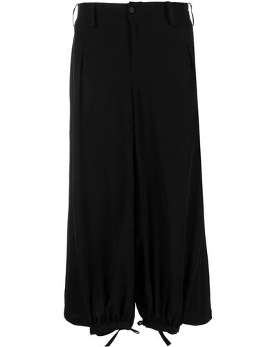 Yohji Yamamoto Pantalon ample à coupe courte - Noir