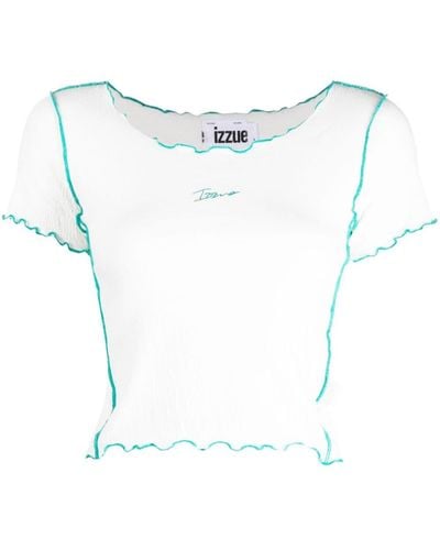 Izzue Logo-embroidered Crop Top - Blue