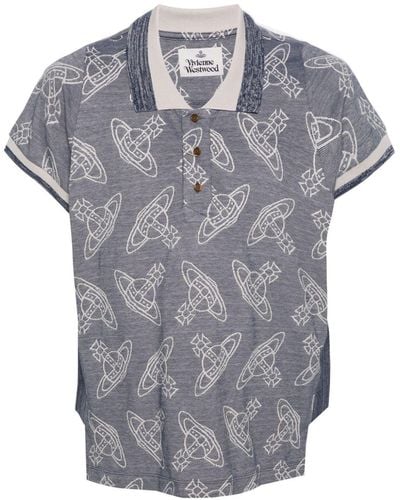 Vivienne Westwood Orb-jacquard Cotton Polo Shirt - Gray