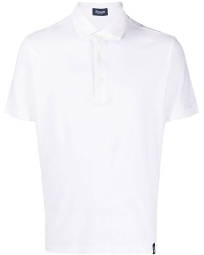 Drumohr Fine-knit Short-sleeved Polo Shirt - White