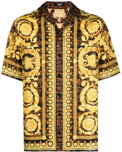 Versace Zijden Overhemd Met Print - Geel
