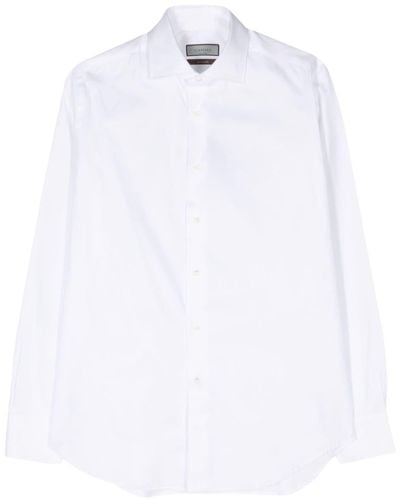 Canali Classic-collar cotton shirt - Blanc