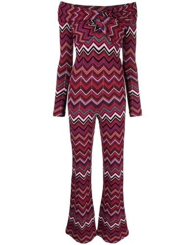Missoni Zigzag Woven Knitted Jumpsuit - Red