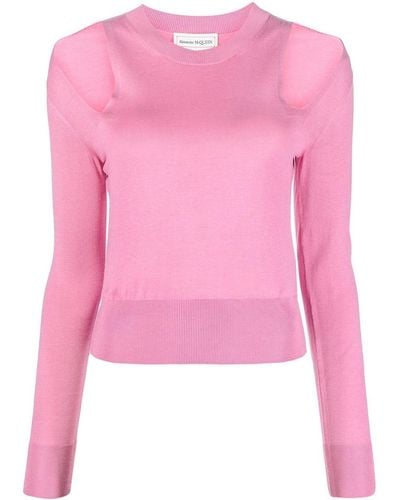 Alexander McQueen Verkürzter Pullover Aus Wolle - Pink