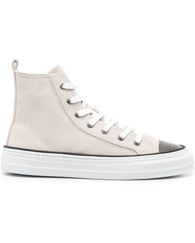 Brunello Cucinelli Monili-embellished High-top Trainers - Natural