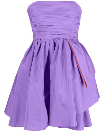 Pinko Gathered-detail Strapless Dress - Purple