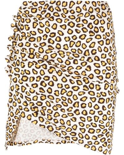 Rabanne Minifalda asimétrica con estampado de leopardo - Negro