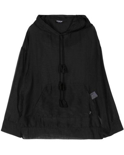 Dondup Semi-sheer long-sleeve hoodie - Noir