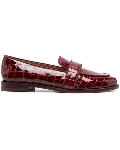 Aquazzura Martin Crocodile-embossed Leather Loafers - Red