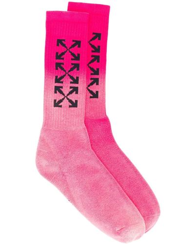 Off-White c/o Virgil Abloh Mid-length Arrows Logo Socks - Pink