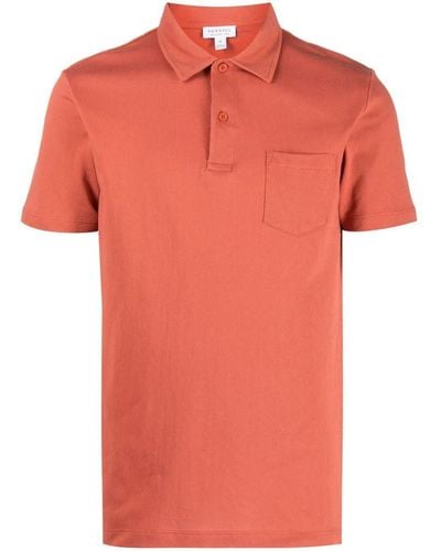 Sunspel Short-sleeve Cotton Polo Shirt - Orange