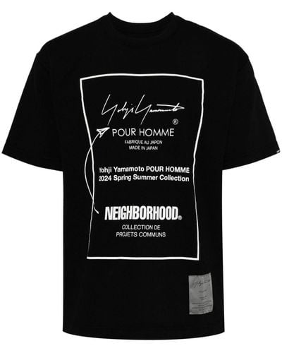 Yohji Yamamoto Camiseta con logo de x NEIGHBORHOOD - Negro