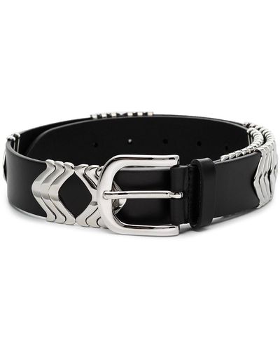 Isabel Marant Metal Detail Leather Belt - Black