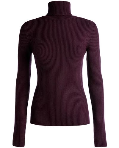 Bally Roll-neck Ribbed-knit Jumper - Purple