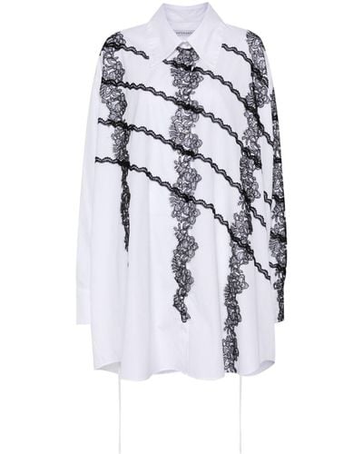 Viktor & Rolf Lace-appliqué Cotton Shirt Dress - White