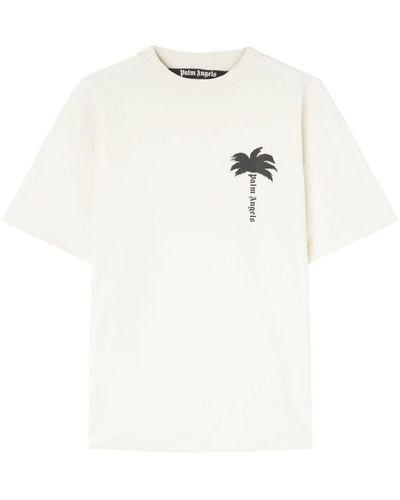 Palm Angels T-shirt en coton à imprimé palmier - Blanc
