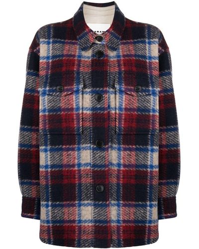 Isabel Marant Check-pattern Button-front Overshirt - Blue