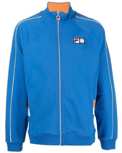 Fila Sweat zippé en coton à patch logo - Bleu